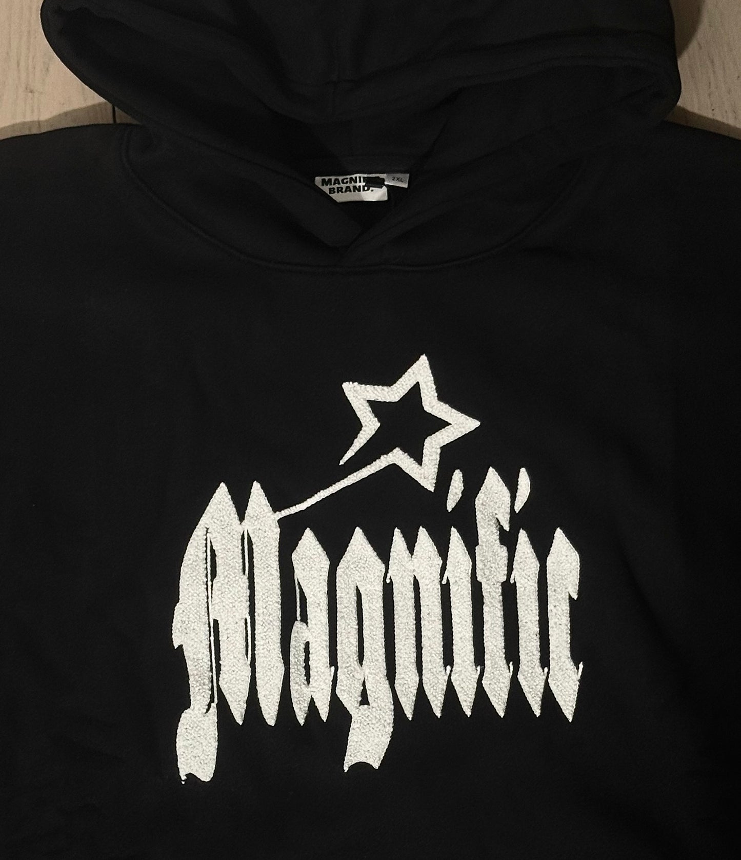 The Magnific Black Chenille Design Hoodie